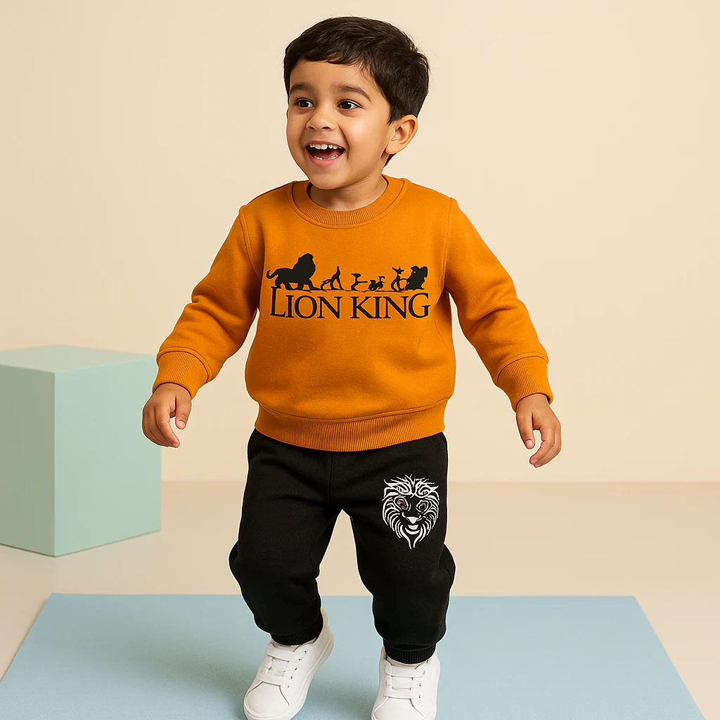 Kids Printed Fleece Tracksuit The Lion King Mustard - Sunshine - Image 2