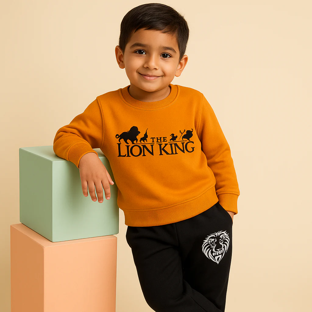 Kids Printed Fleece Tracksuit The Lion King Mustard - Sunshine - Image 3
