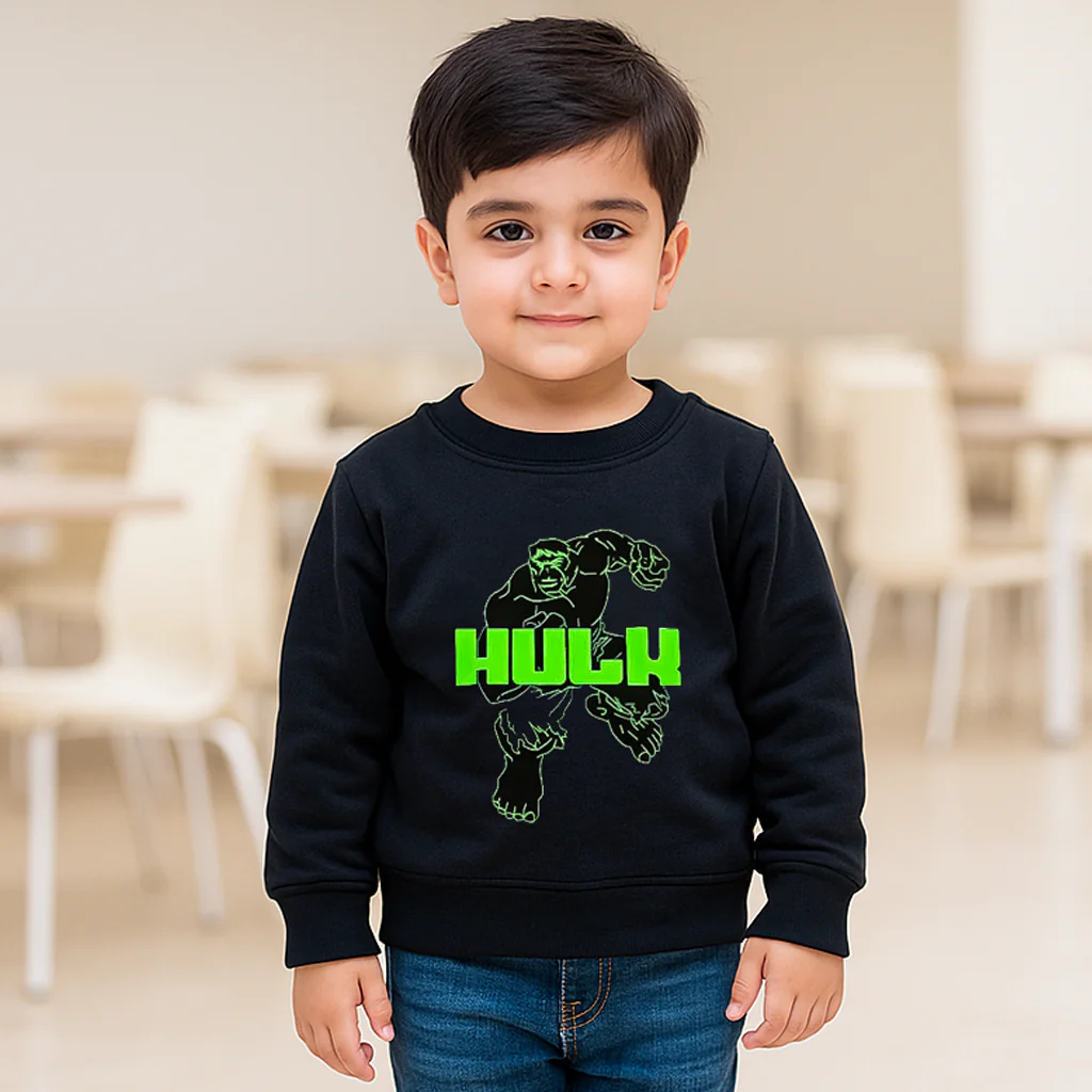 Kids Printed Sweatshirt Hulk Black - Mini Charm - Image 3