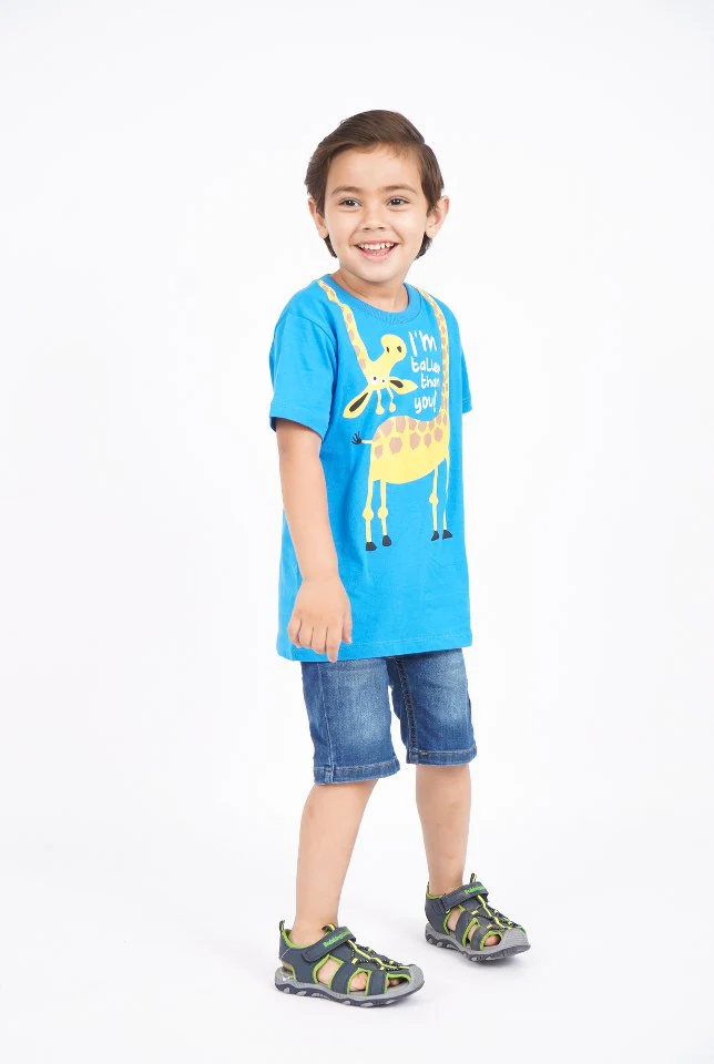 Kids Printed T-Shirt Giraffe Blue - Sunshine - Image 3