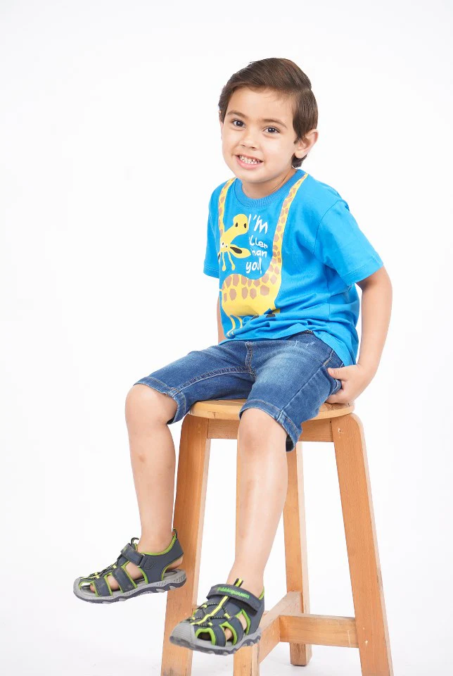 Kids Printed T-Shirt Giraffe Blue - Sunshine - Image 4