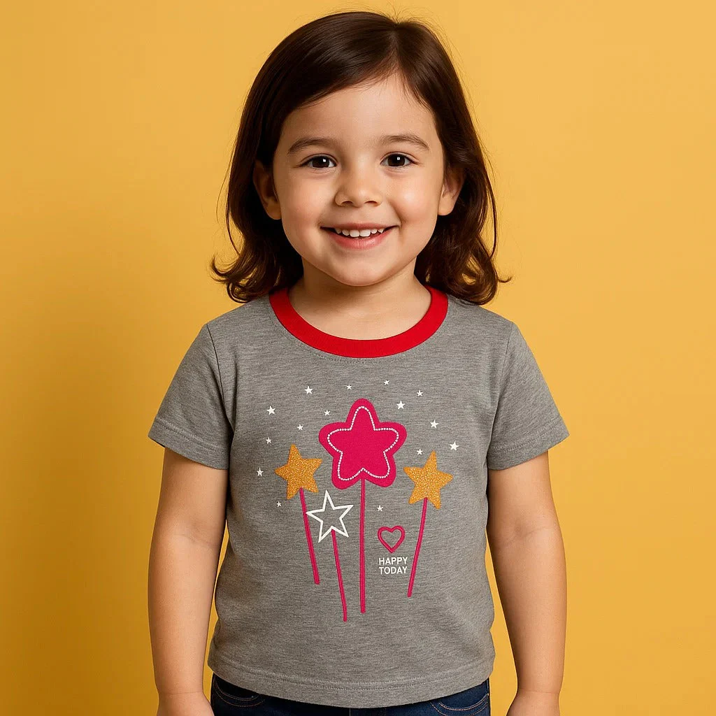 Kids Printed T-Shirt Happy Today Grey - Mini Charm - Image 7