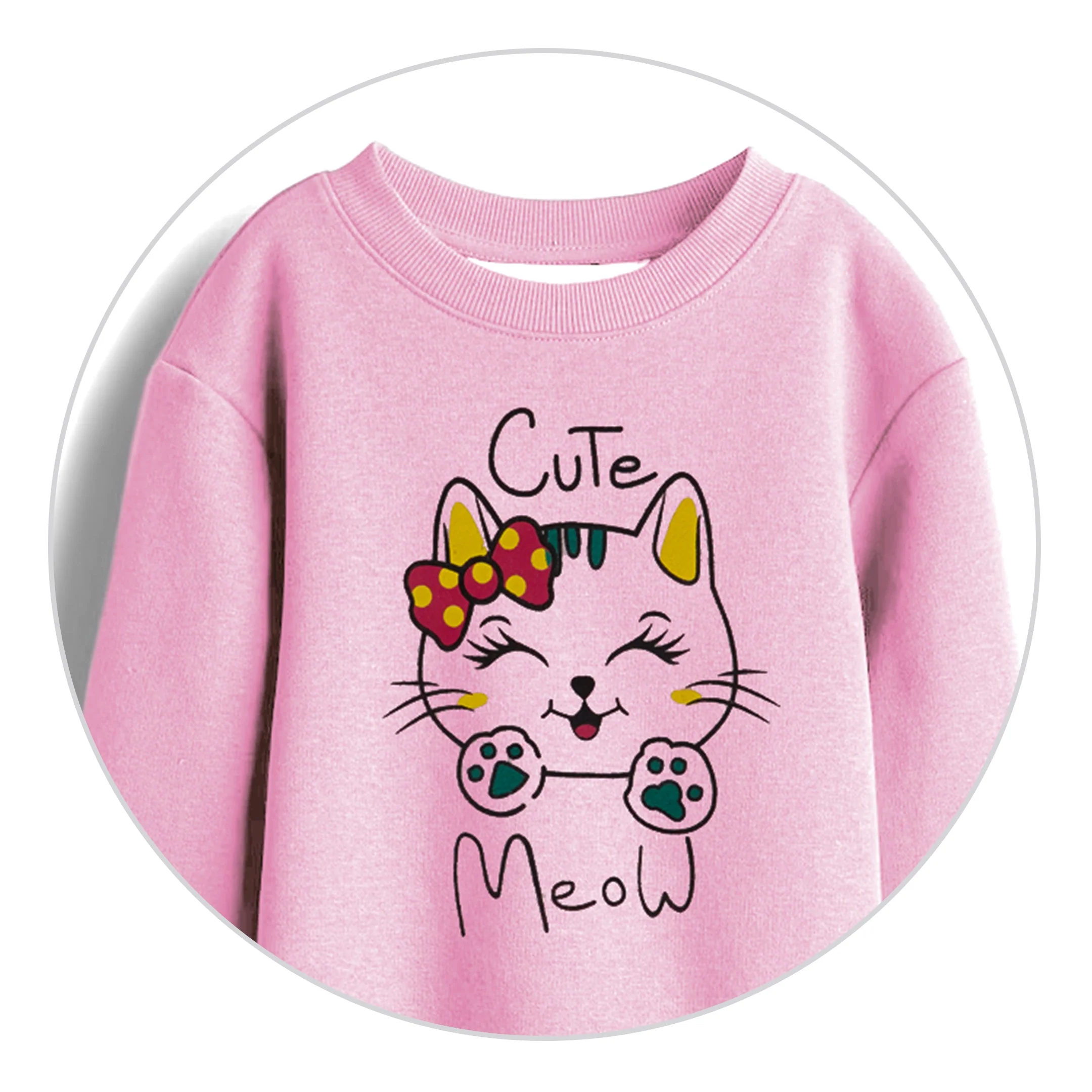 Kids Printed Tracksuit Cute Meow Baby Pink - Mini Charm - Image 6