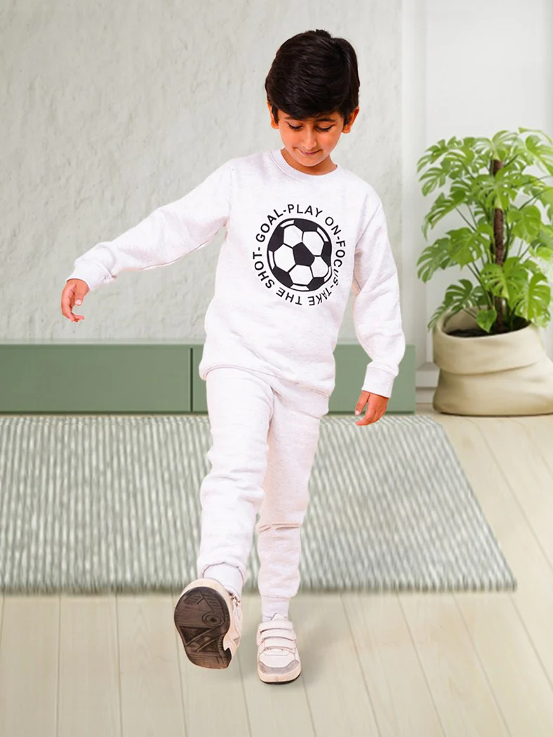 Kids Printed Tracksuit Football Grey - Mini Charm - Image 10