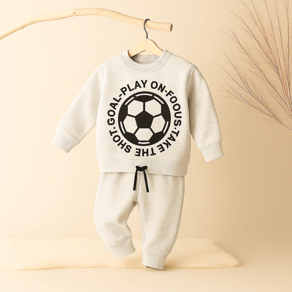 Kids Printed Tracksuit Football Grey - Mini Charm - Image 3