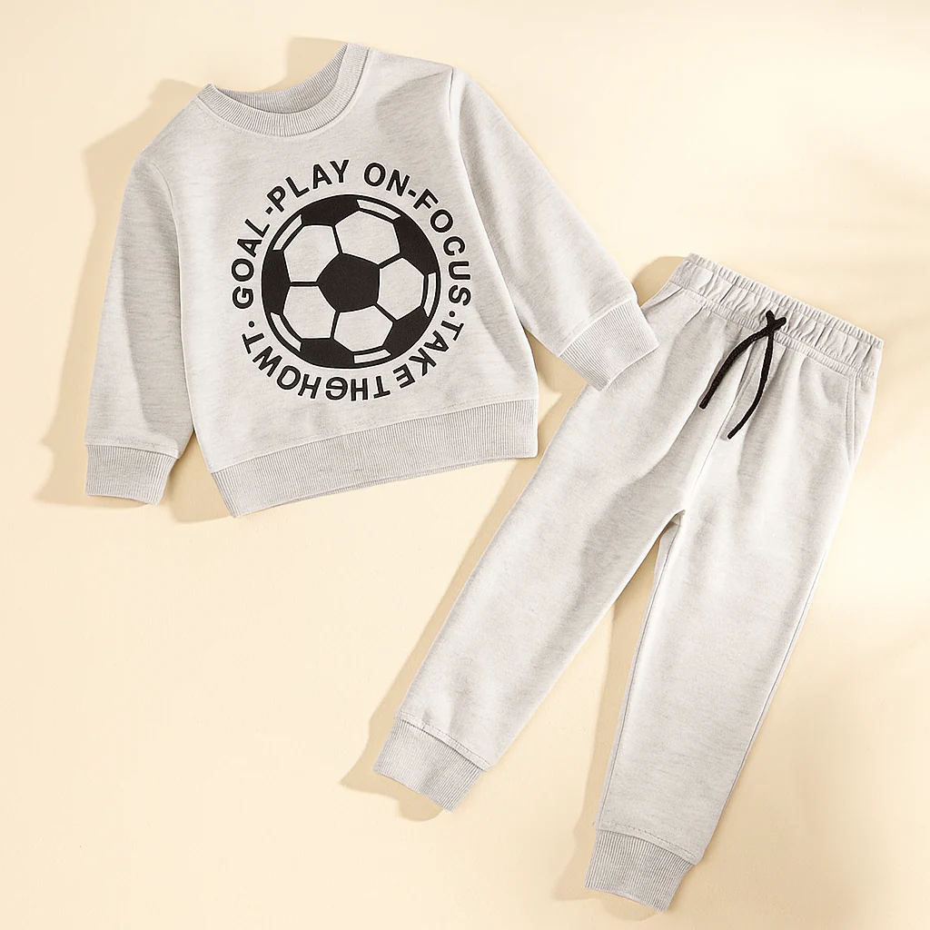 Kids Printed Tracksuit Football Grey - Mini Charm - Image 6