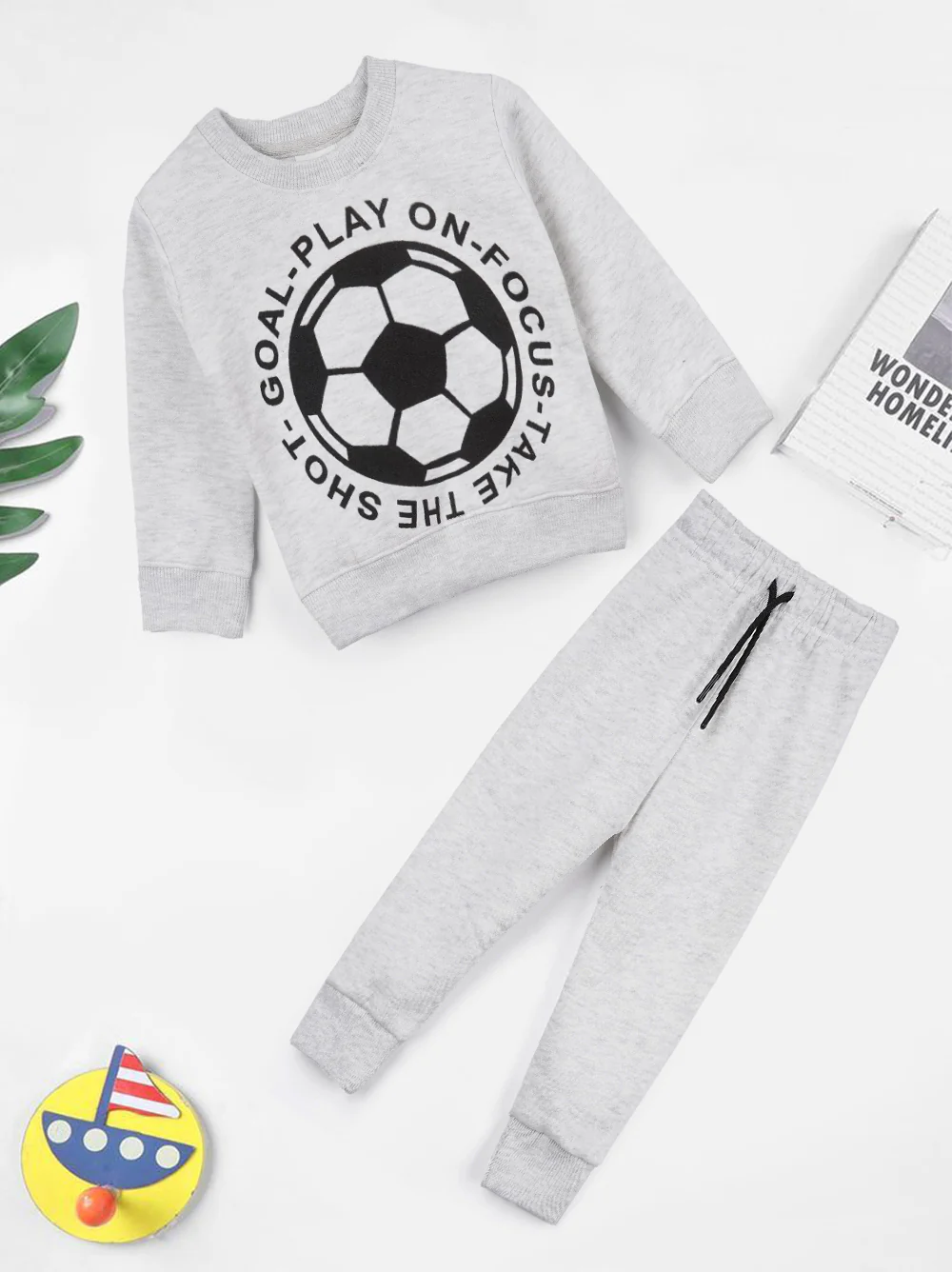 Kids Printed Tracksuit Football Grey - Mini Charm - Image 9