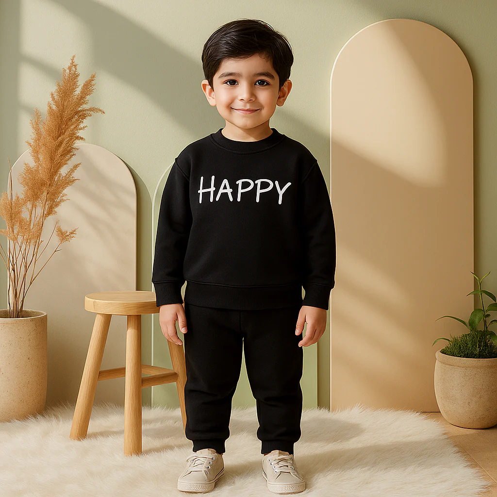 Kids Printed Tracksuit Happy Black - Mini Charm - Image 3