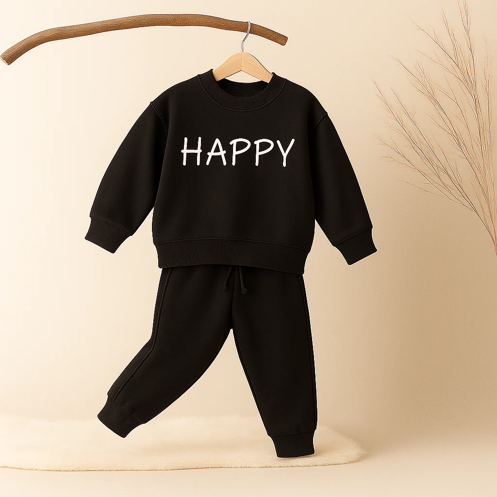 Kids Printed Tracksuit Happy Black - Mini Charm - Image 4
