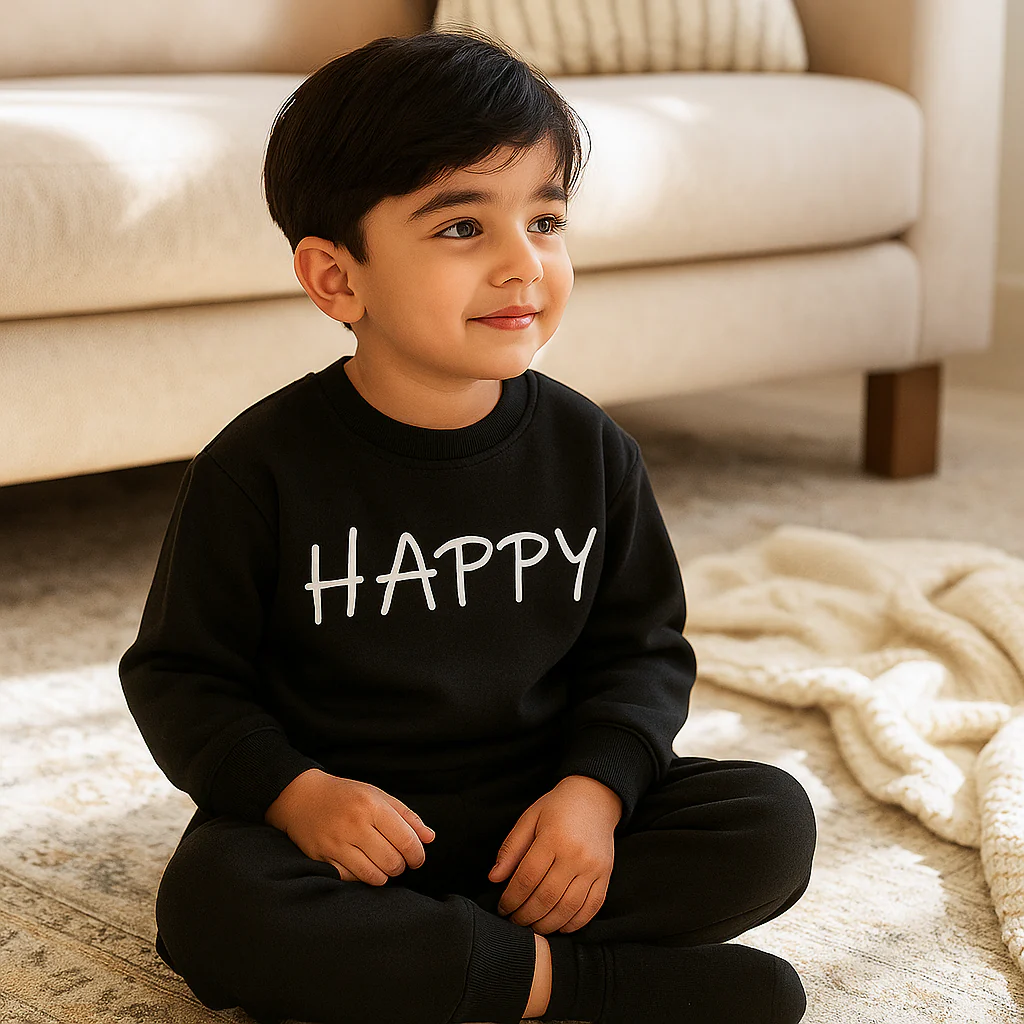 Kids Printed Tracksuit Happy Black - Mini Charm - Image 5