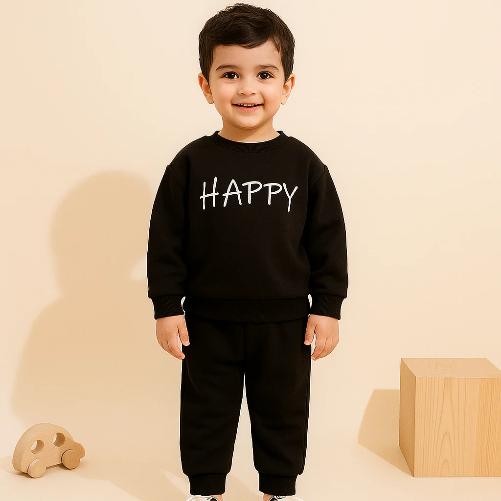 Kids Printed Tracksuit Happy Black - Mini Charm - Image 6
