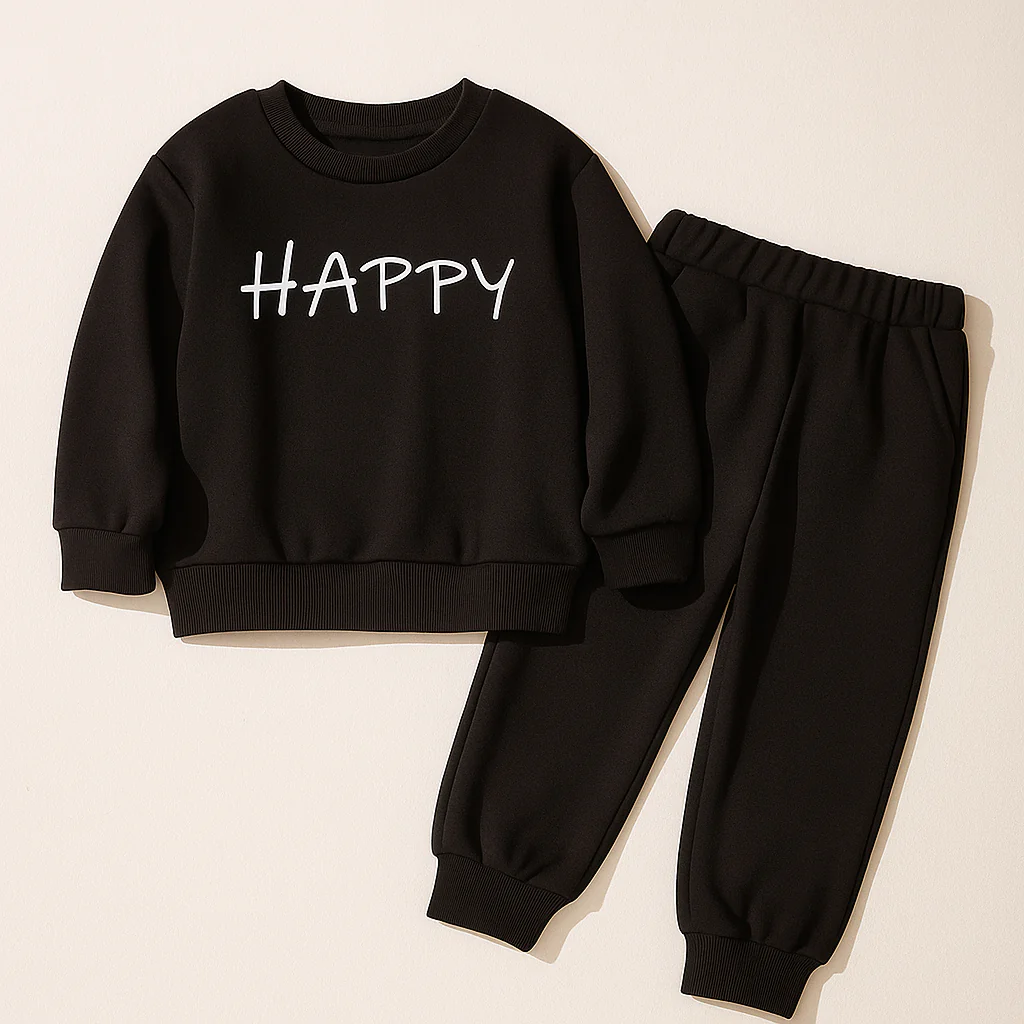 Kids Printed Tracksuit Happy Black - Mini Charm - Image 7