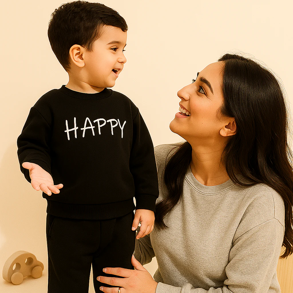 Kids Printed Tracksuit Happy Black - Mini Charm - Image 9