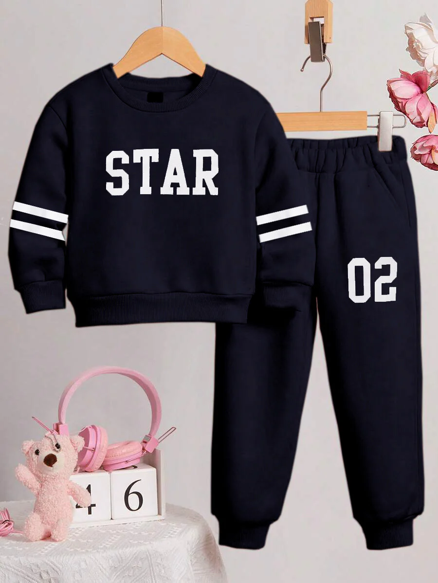 Kids Printed Tracksuit Star Navy Blue - Mini Charm - Image 5