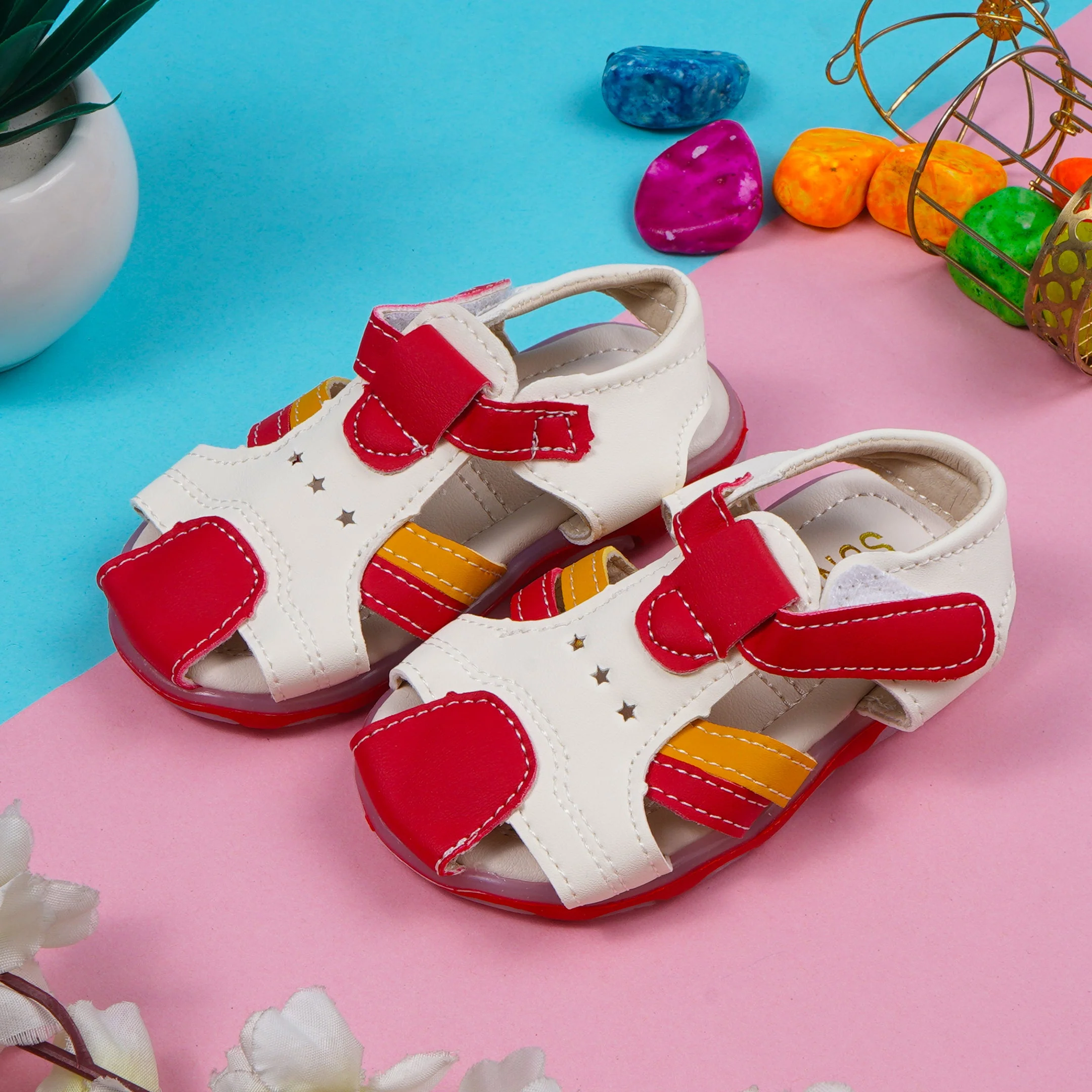 Kids Sandals With Sole Lights Red - Sunshine