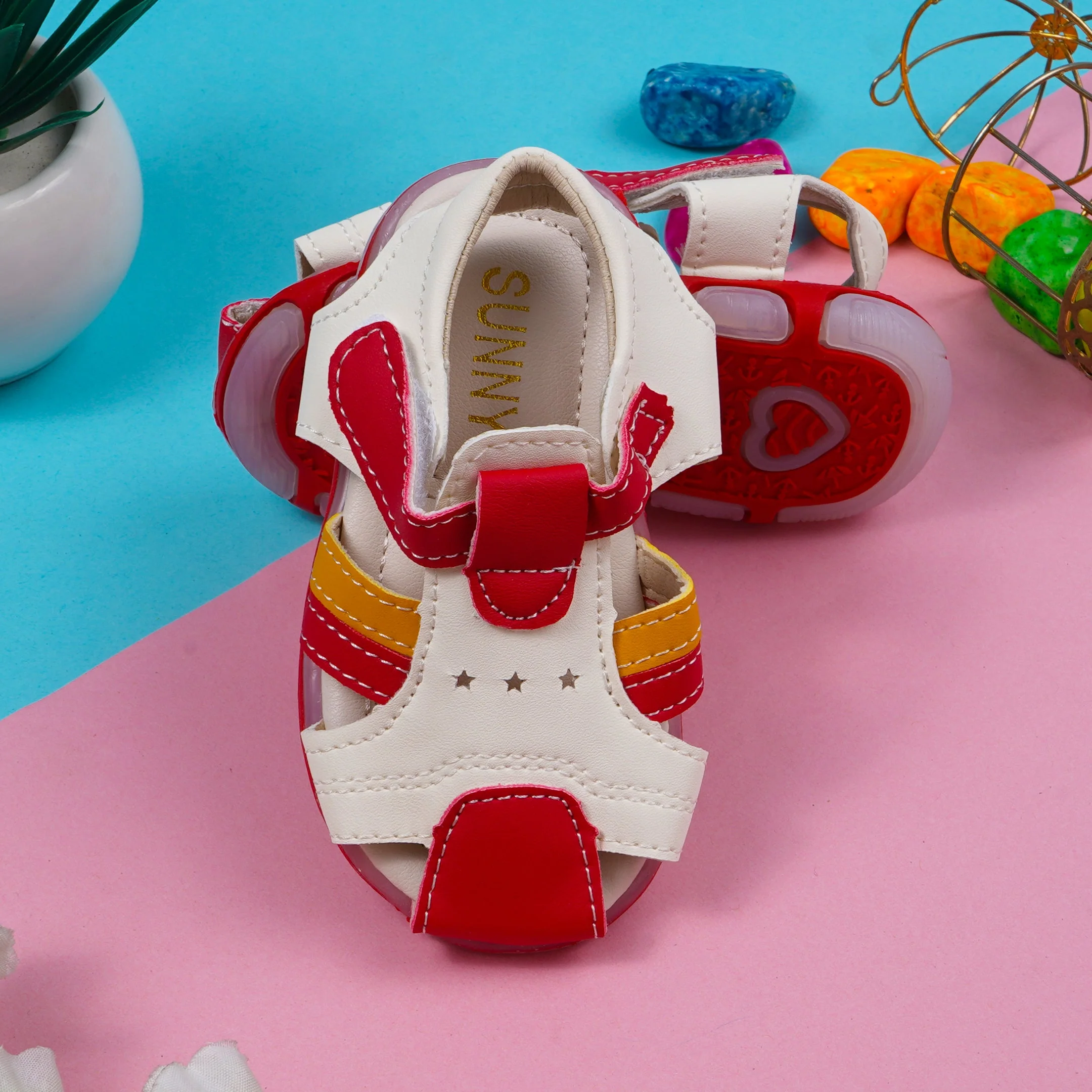 Kids Sandals With Sole Lights Red - Sunshine - Image 2
