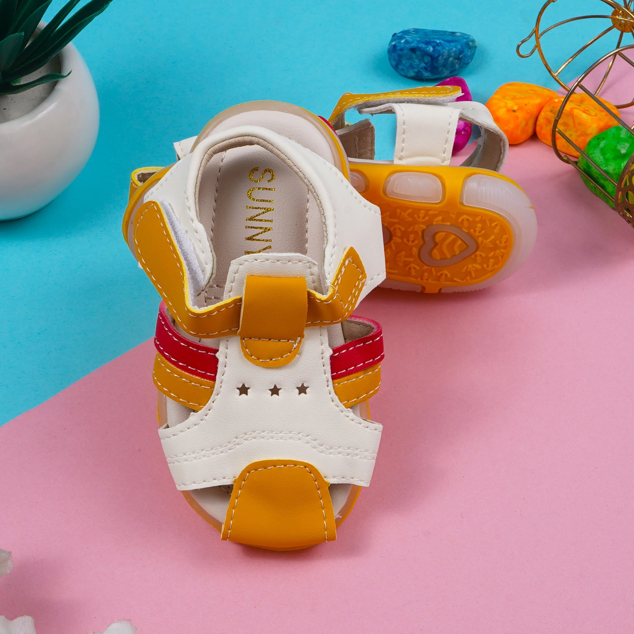Kids Sandals With Sole Lights Yellow - Sunshine - Image 2