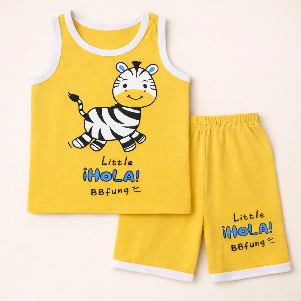 Kids Sandos & Short Set Giraffe Mustard - Sunshine