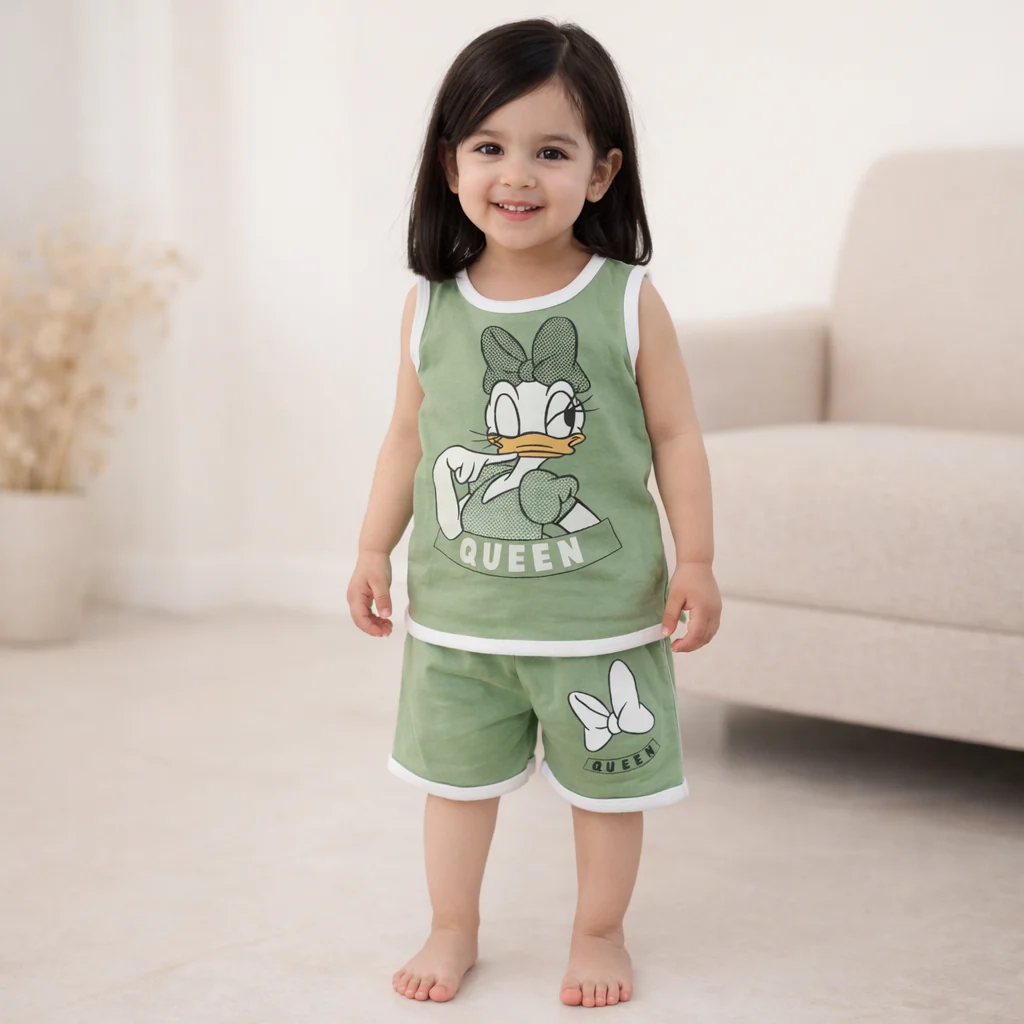 Kids Sandos & Short Set Queen Green - Sunshine - Image 2