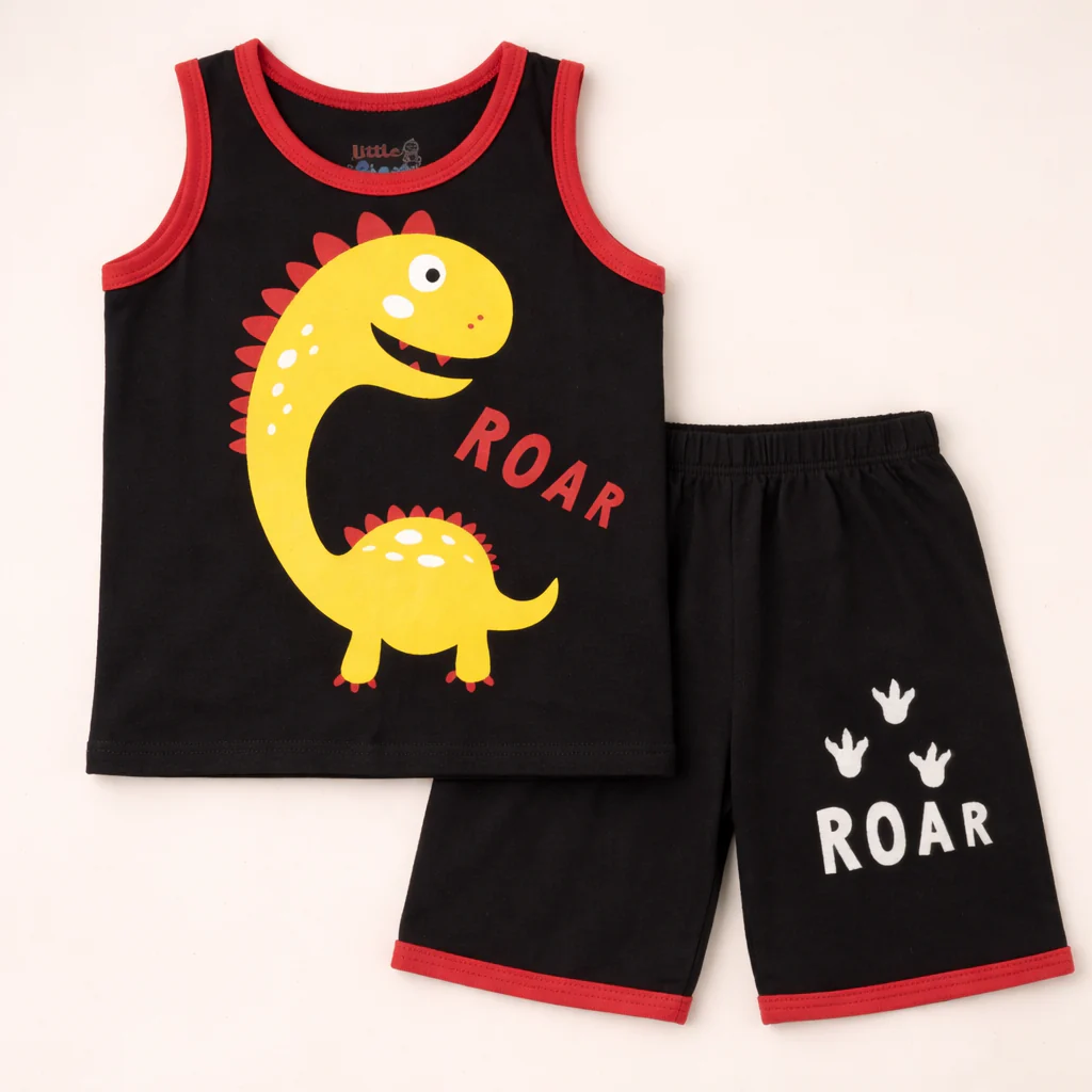 Kids Sandos & Short Set Roar Black - Sunshine