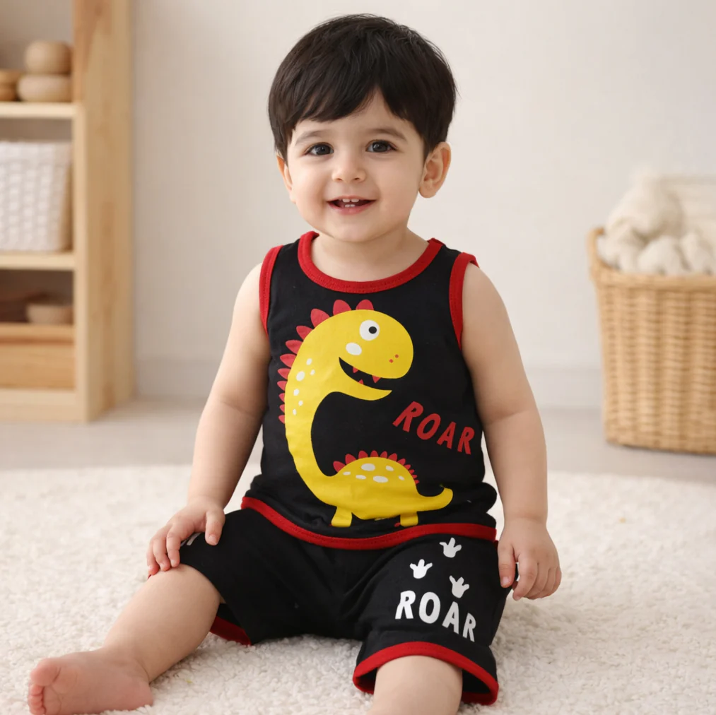 Kids Sandos & Short Set Roar Black - Sunshine - Image 2