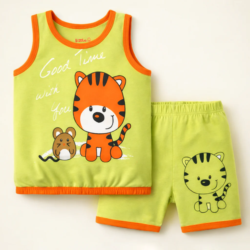Kids Sandos & Short Set Tiger Green - Sunshine