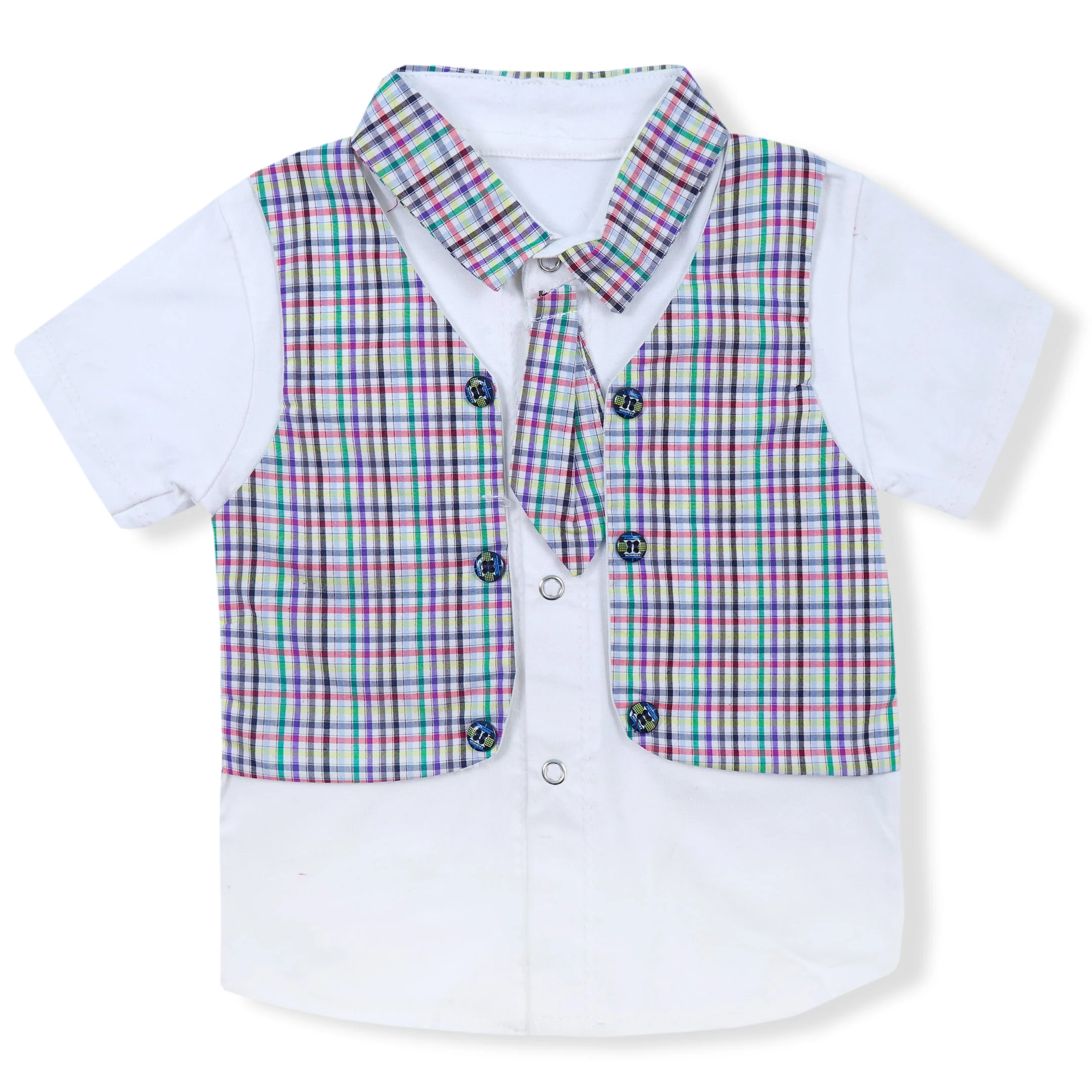 Kids Shirt & Short Set Check Maroon - Sunshine - Image 3