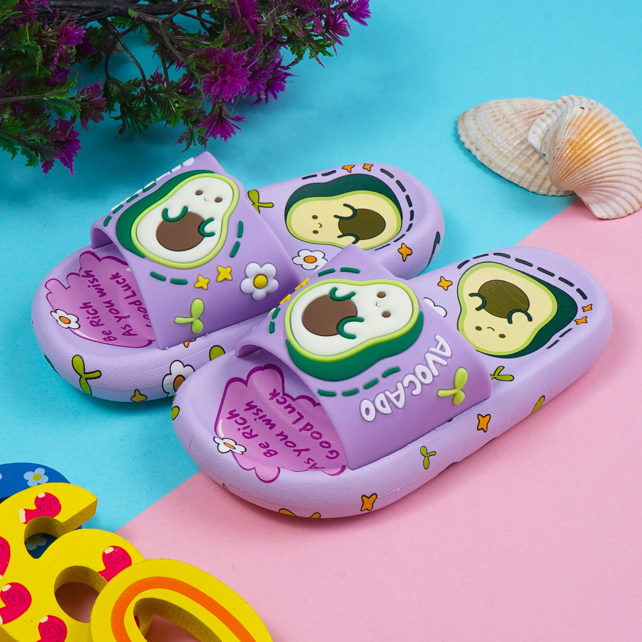 Kids Slippers Avocado Purple - Sunshine