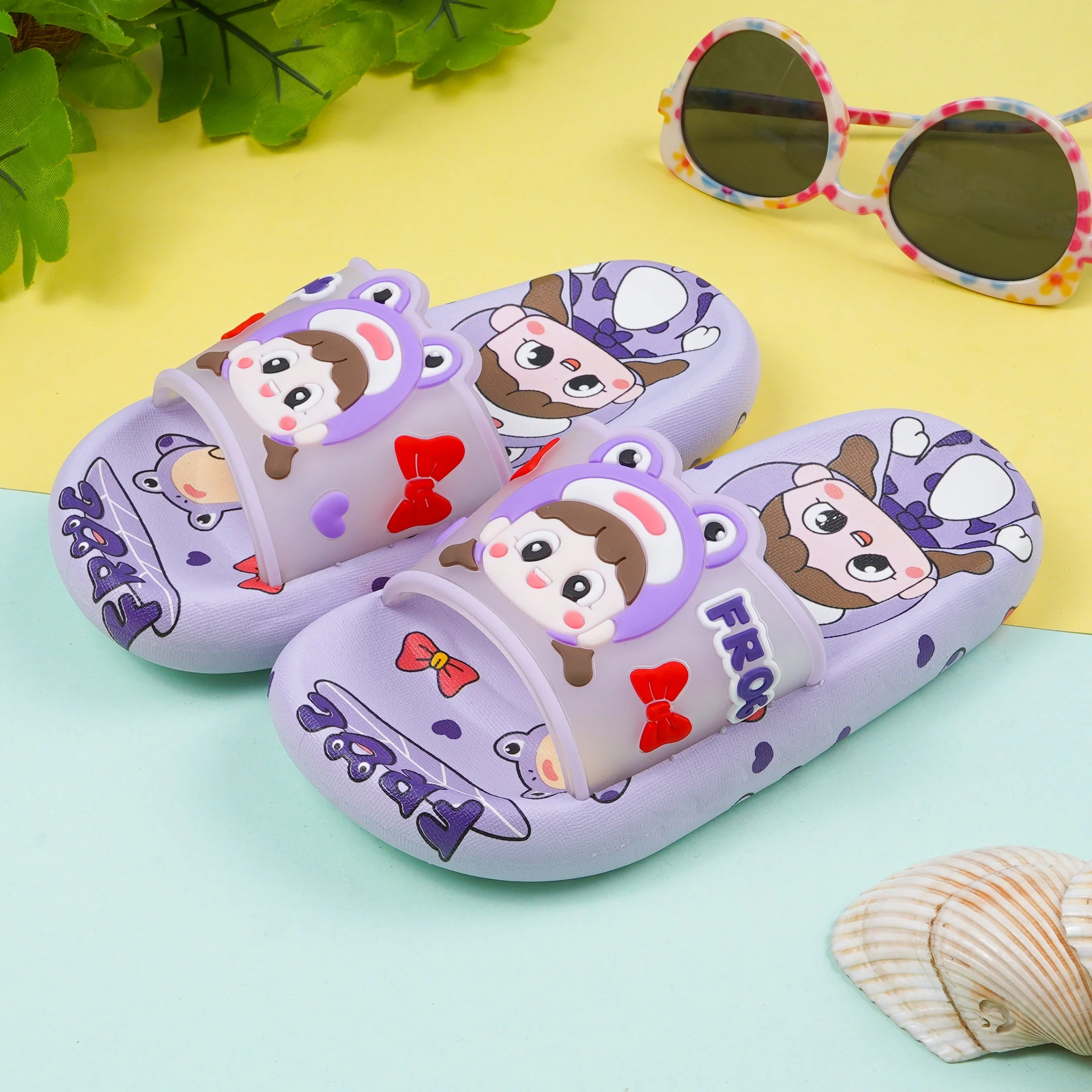 Kids Slippers Frog Purple - Sunshine
