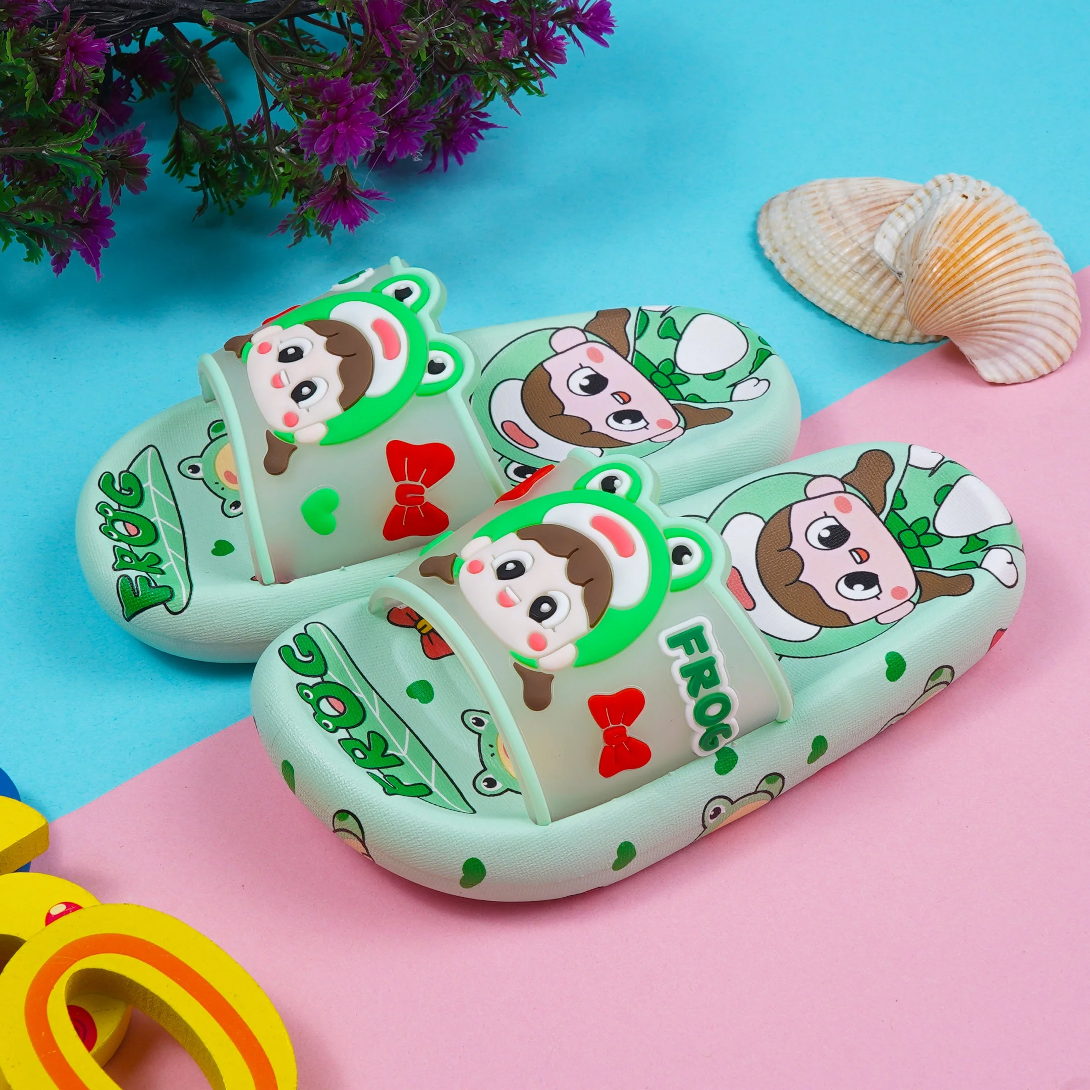Kids Slippers Frog Sea Green - Sunshine