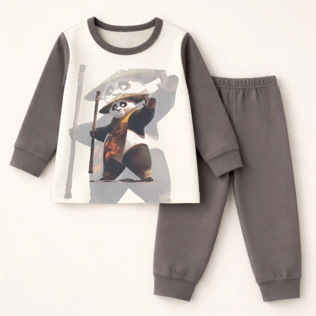 Kids Soft Cotton Pajama Set Panda Grey - Sunshine