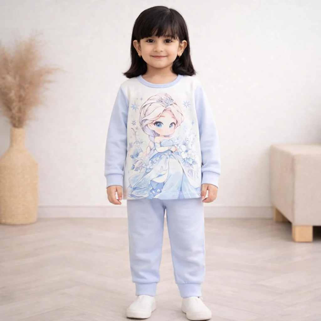 Kids Soft Cotton Pajama Set Princes Blue - Sunshine - Image 2