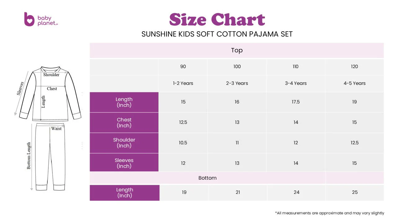 Kids Soft Cotton Pajama Set Princes Pink - Sunshine - Image 3