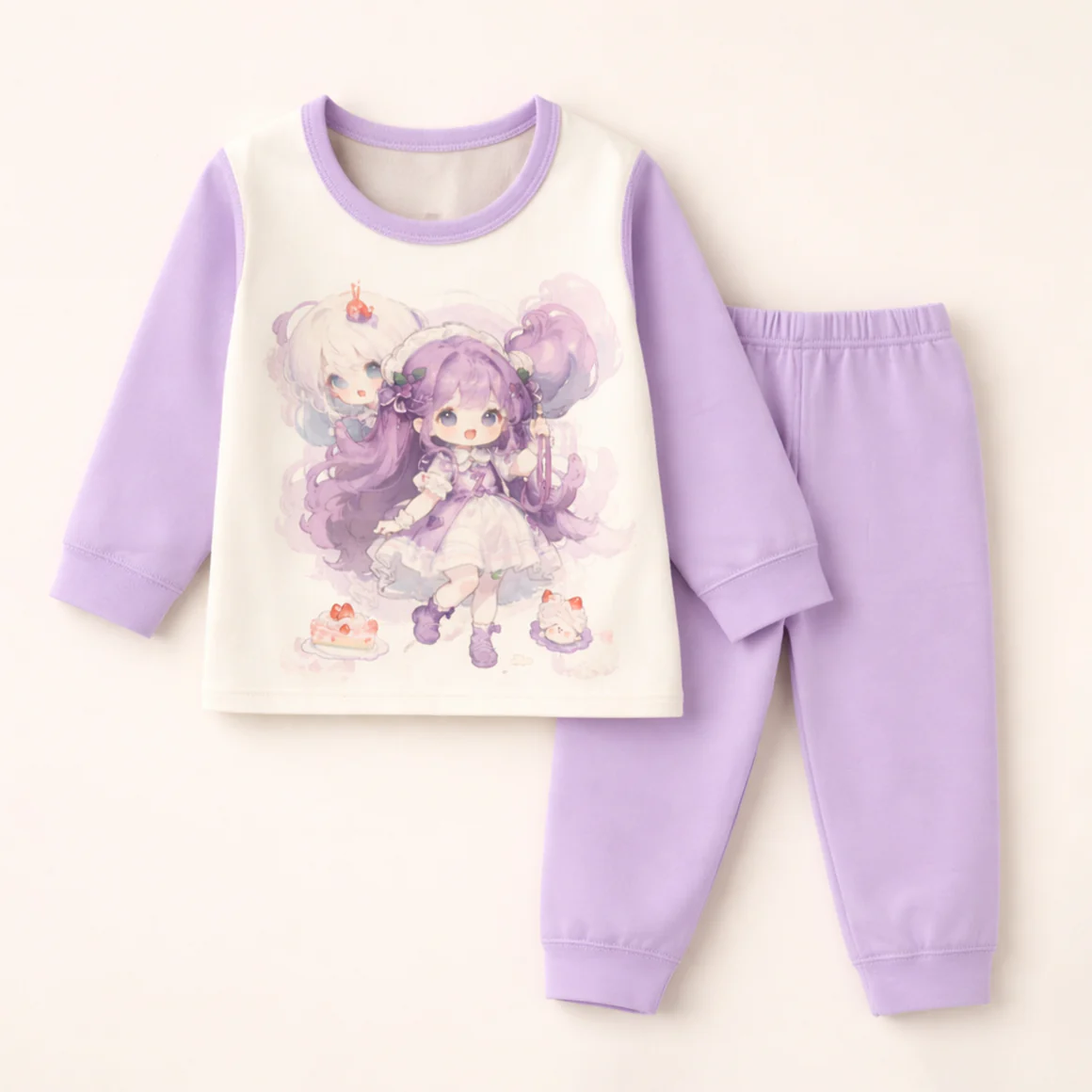 Kids Soft Cotton Pajama Set Princes Purple - Sunshine