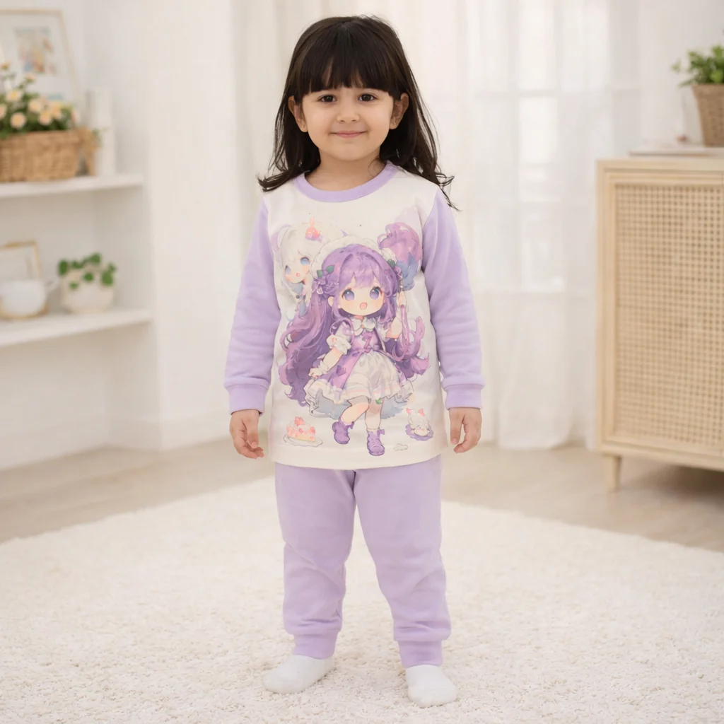 Kids Soft Cotton Pajama Set Princes Purple - Sunshine - Image 2