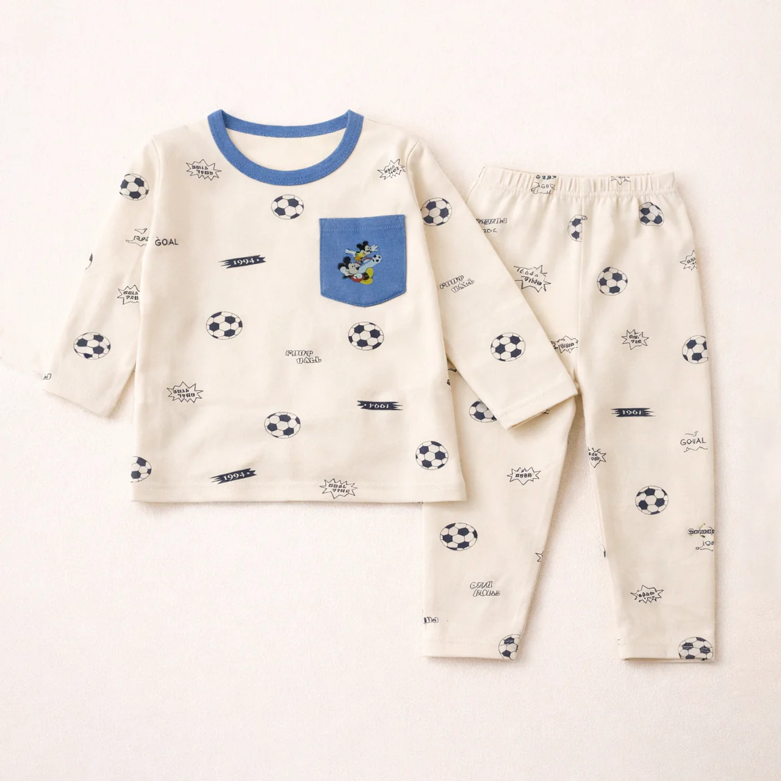 Kids Soft Cotton Printed Pajama Set Football Blue - Sunshine