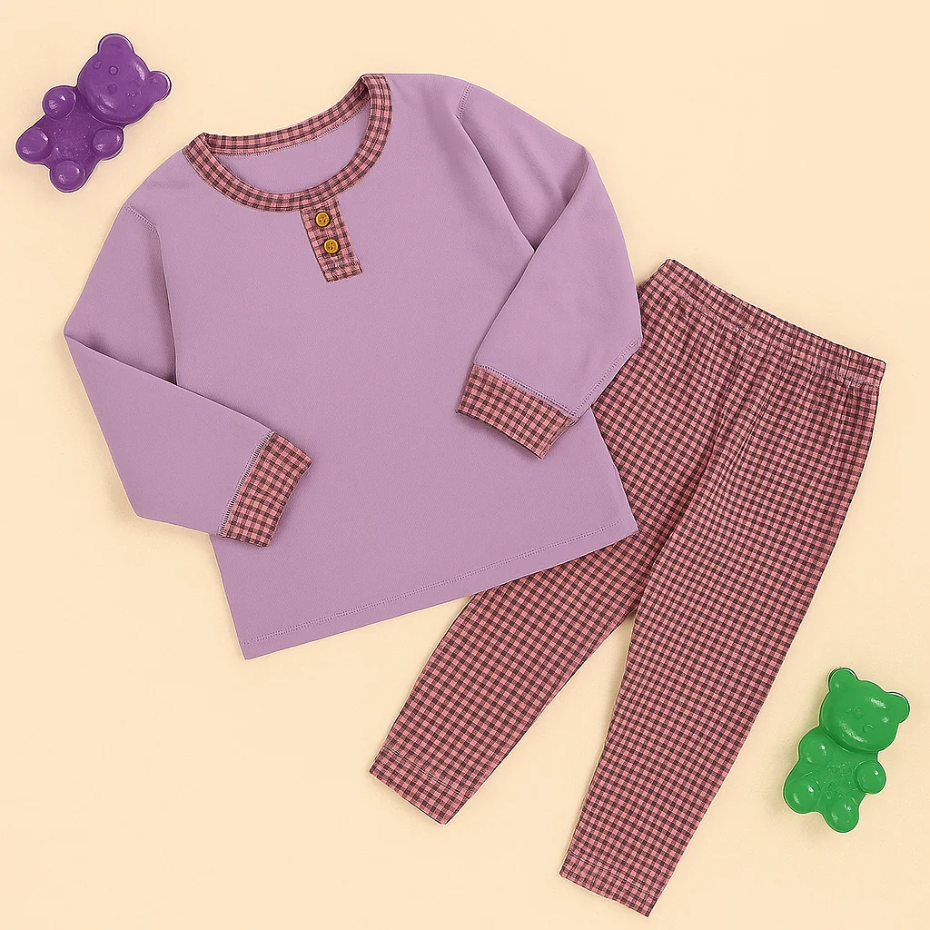Kids Soft Full Sleeves Pajama Set Purple - Sunshine