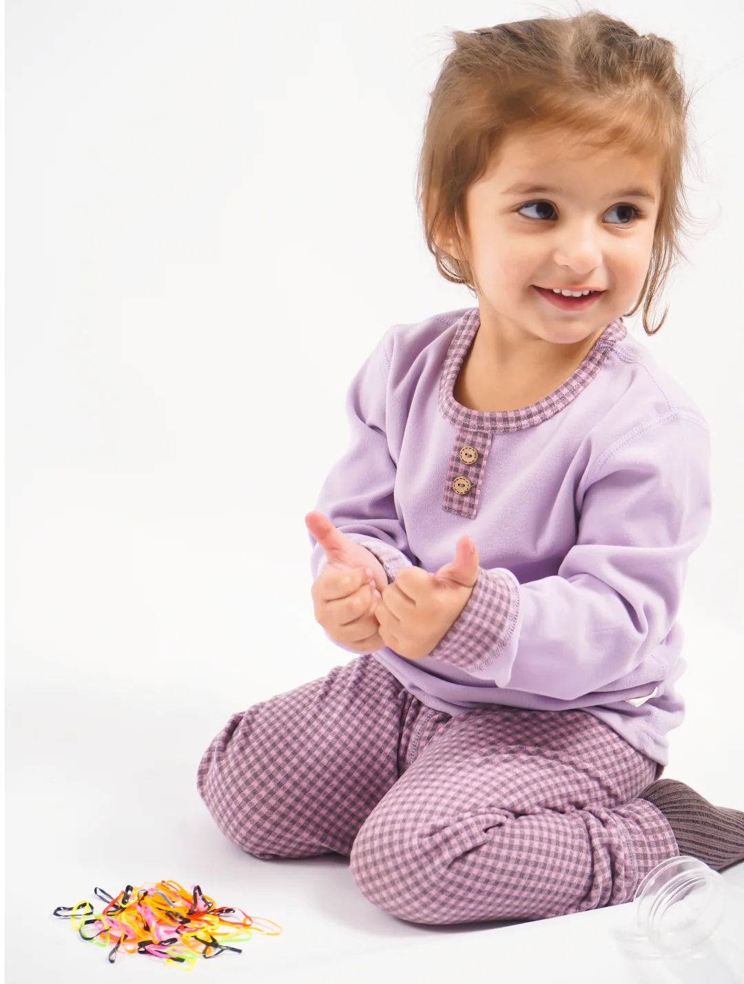 Kids Soft Full Sleeves Pajama Set Purple - Sunshine - Image 2