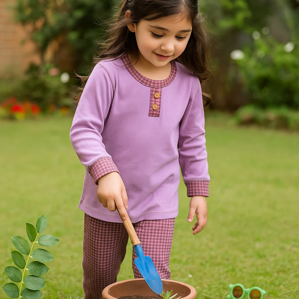 Kids Soft Full Sleeves Pajama Set Purple - Sunshine - Image 3