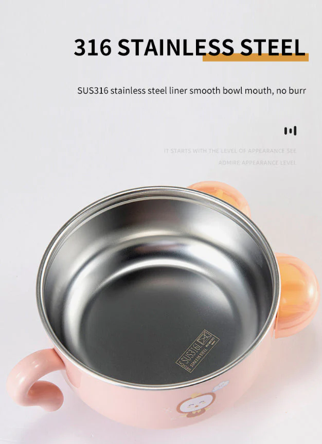 Kids Stainless Steel Insulated Dinner Bowl With Spoon Green - Sunshine - Image 7