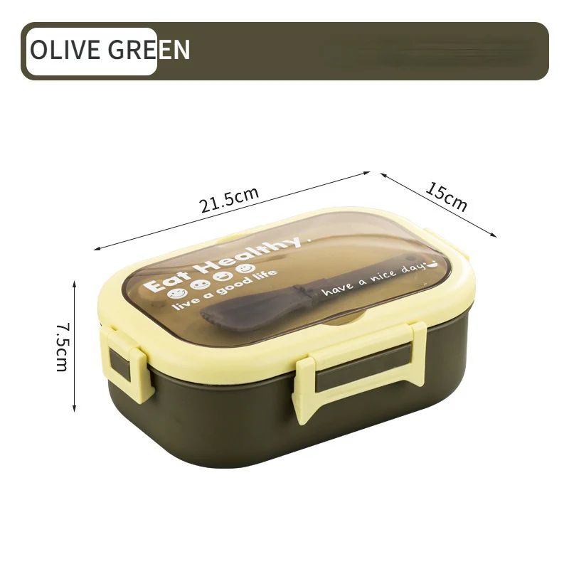 Kids Stainless Steel Insulated Lunch Box & Spoon Set Olive Green - Sunshine - Image 2