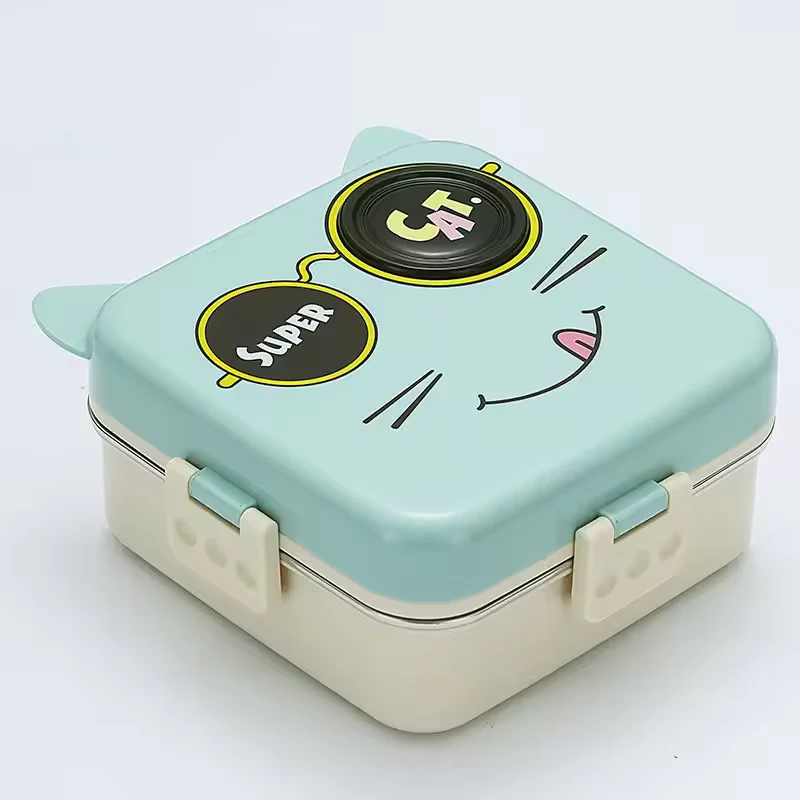 Kids Steel Lunch Box Kitty Sea Green - Topse