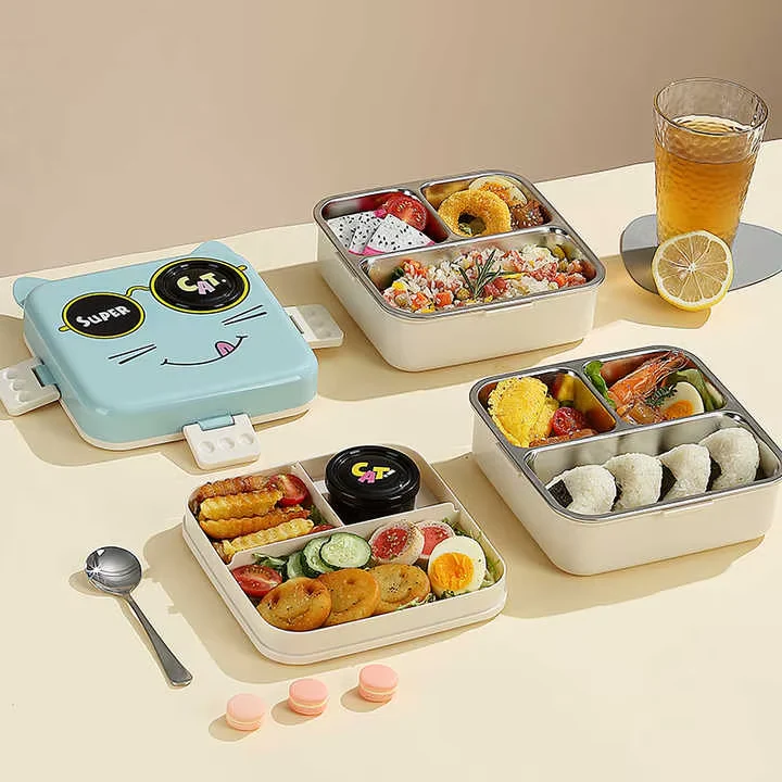 Kids Steel Lunch Box Kitty Sea Green - Topse - Image 4