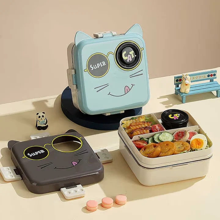 Kids Steel Lunch Box Kitty Sea Green - Topse - Image 6