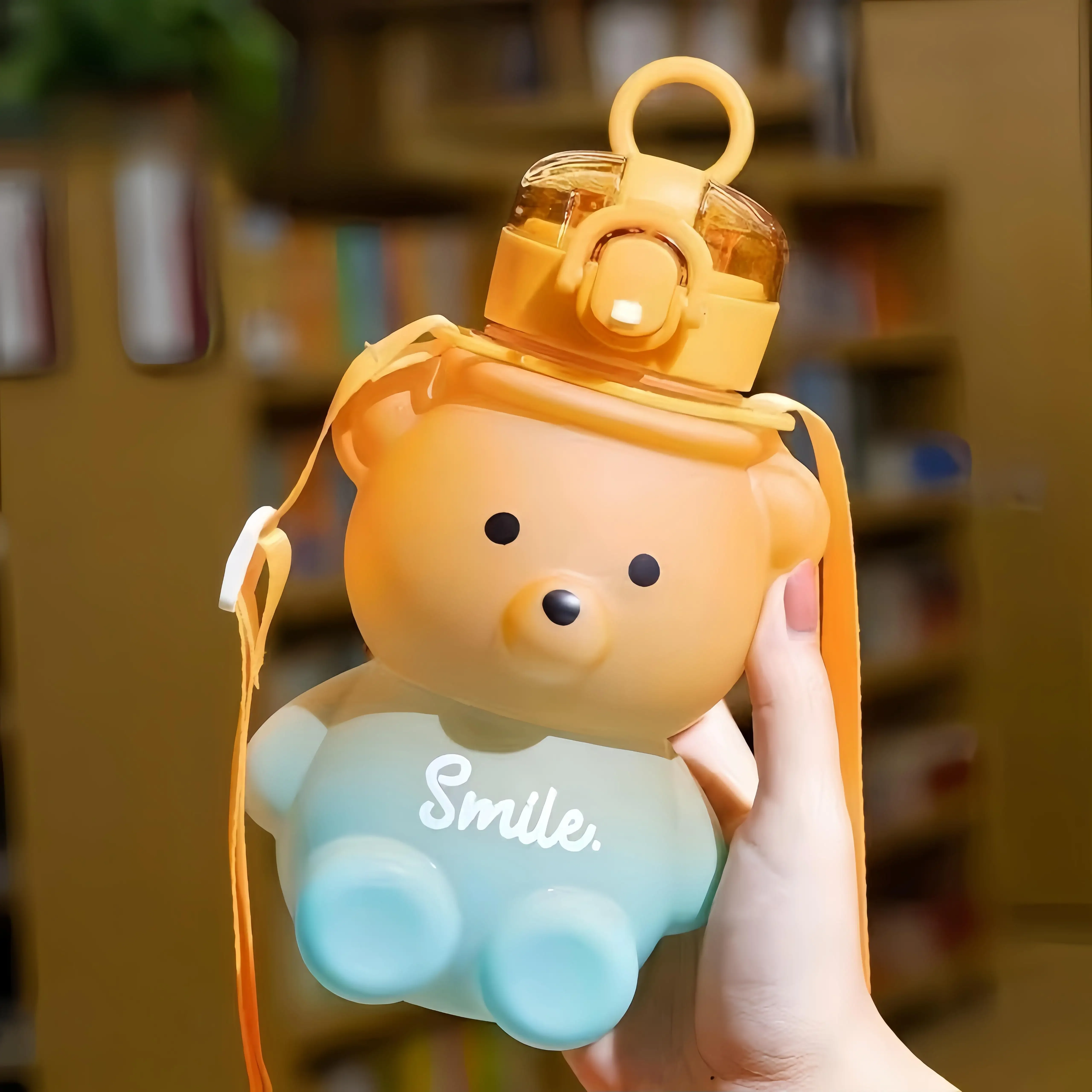 Kids Straw Water Bottle Bear Orange 800Ml - Sunshine