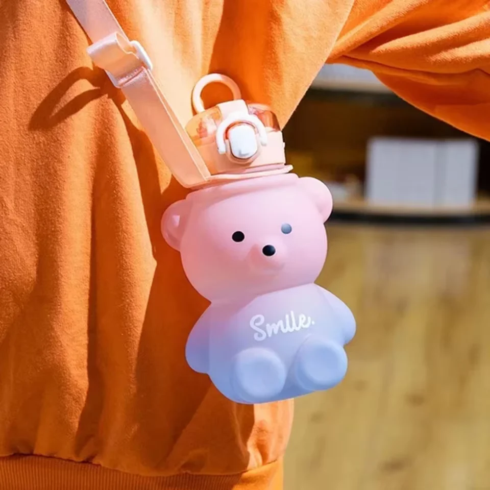 Kids Straw Water Bottle Bear Orange 800Ml - Sunshine - Image 2