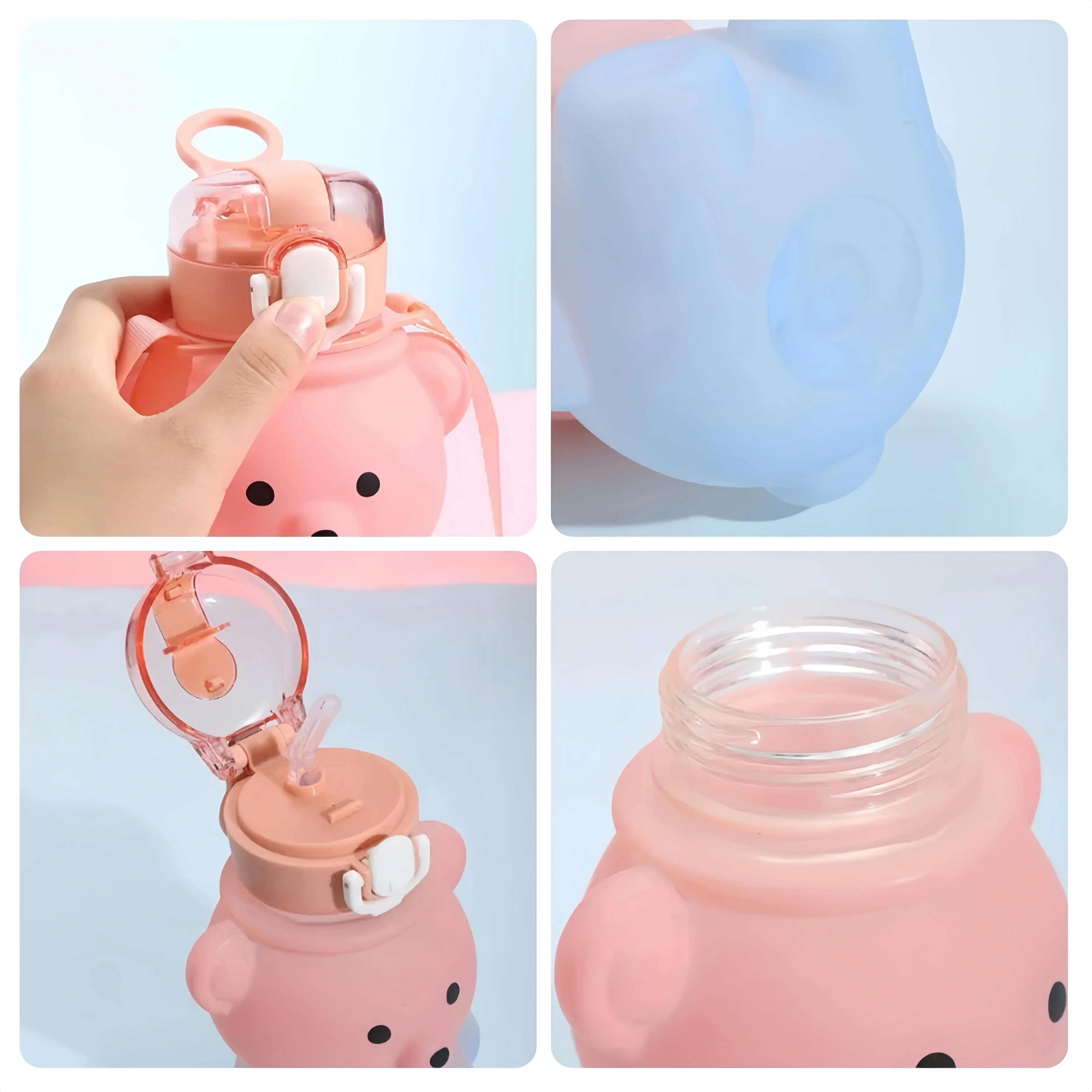 Kids Straw Water Bottle Bear Orange 800Ml - Sunshine - Image 4