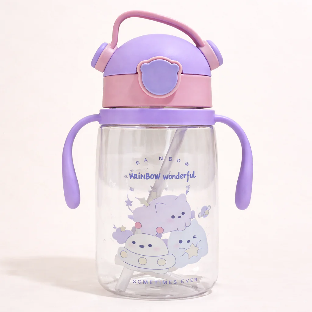 Kids Straw Water Bottle Bear Purple - Sunshine
