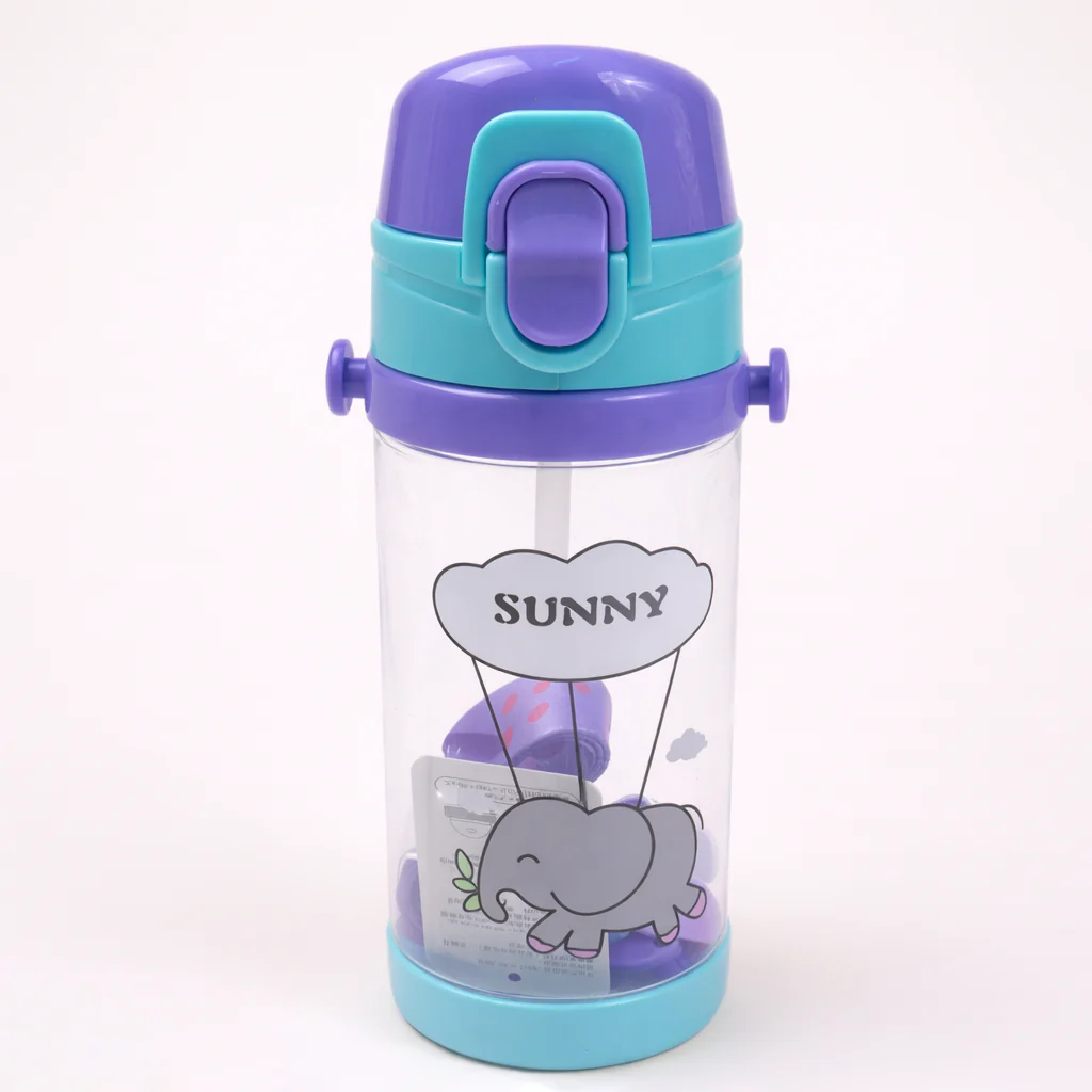 Kids Straw Water Bottle Blue & Purple 400Ml - Sunshine