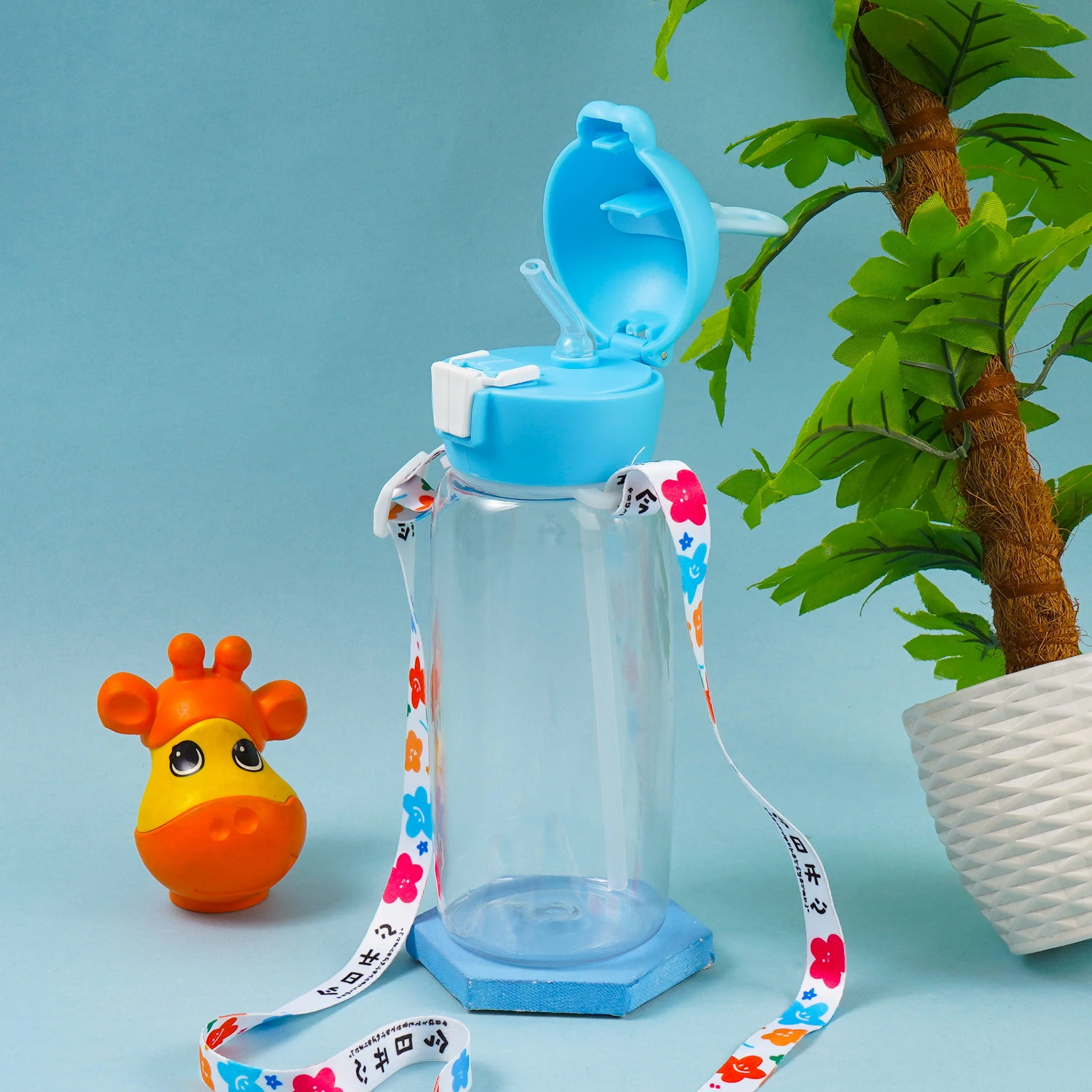 Kids Straw Water Bottle Bunny Blue 700Ml - Sunshine - Image 2